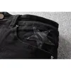 Men's Jeans Black Slim Fit Streewear Fashion Distressed Skinny Stretch Embroidered Leather Stars Patchwork Ripped Pants For Men 230725