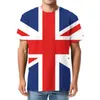 T-shirt da uomo T-shirt con bandiera britannica T-shirt grafica Union Jack Top estivi da uomo Camicia oversize con stampa britannica T-shirt divertente con design 3D