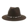 Baretten Hoeden Voor Vrouwen Fedora Vilten Accessoires Winter Mannen Effen Riem Band Koe Lederen Luxe Western Cowboy Hoed Chapeau Femme