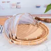 Storage Baskets Hand-Woven Food Tent Basket Tray Vegetable Bread Fruit Container Net Mesh Cover Anti Dust Proof Outdoor Picnic R230726