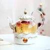 Wasserflaschen Keramik Teekanne mit Sieb Vintage Porzellan britische Teekanne und Tasse Set Kerze Heizung Glas Kaffeetassen Home Dekoration 230726
