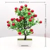 Decorative Flowers 1Pc Artificial Plants For Home Decor Realistic Cherry Fruit Tree Potted Bonsai Desktop Ornements Table