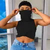 Active Shirts Summer Women Casual Vest Yoga Top With Mask Solid Color Camisole Crop Sleeveless Tank Tops Fitness Sport /2