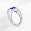 Pierścienie klastra Solid S925 Sterling Silver Natural Sapphire Pierścień Kamień dla kobiet drobne obrączki