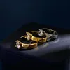 New arrive 316L Stainless Steel fashion Jewelry Love rings for woman man jewelry lover rings with crystal 18K Gold-color and rose gold plated gift