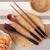 Chopsticks 3st Portable Table Seary Chinese Wood redskap Ställer middag med långa handtag med gaffelskedgåva