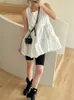 Casual Kleider Koreanischen Stil Sommer Ärmellose Tank Mini Für Frauen 2023 Süße Quadrat Kragen Lose Nette Kurze Weste Kleid Weibliche