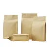 Kraft Paper Eight Edge Sealing Bags Zip Lock Brown Aluminum Foil Thicken Packaging Coffee Nut Grain Food Package Pouches 6 sizes 338K