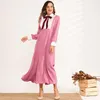 Robes décontractées produits dames mode arc Style occidental couleur douce correspondant revers longue a-ligne femme robe rose