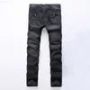 Męski handel klasyczni retro mężczyźni proste szczupły dekoracja zamków błyskawicznych Light Fold Chude dżinsowe spodnie moda rozciąganie Hip Hop Jogger dżinsy 230316 L230726