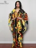 Basic Casual Dresses Print Maxi Dress Batwing Sleeve Tunic Spring Autumn Beach Dress Casual Plus Size Women Beachwear Kaftan Cover-ups Q1289 230726