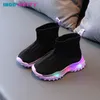 Kinder Turnschuhe 2023 Sommer Und Herbst Neue Stil Mädchen Jungen Mesh LED Leucht Socke Schuhe Casual Licht Up Schuhe Kleinkind schuhe