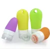 wholesale Silicone 38 ML 60 ML 90 ML Réutilisable Portable Mini Taille Bouteille D'alcool Petite Taille Voyage Désinfectant Pour Les Mains Bouteille avec Porte-Crochet Porte-clés JL1691