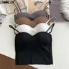 Pants Fashion Backless Tank Tops Cute Crop Tops for Women Slim Elastic Camisole Ice Silk Women Spaghetti Camis with Bra Pad