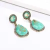 Dangle Earrings Fashion Antiqued Bronze Charms Light Blue Chunky Black Resin Gold Color Pendant Drop For Women Jewerly
