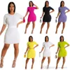 Femmes robe costume deux pièces jupe ensemble été Sexy couleur unie haut court à manches courtes T-shirt Wrap hanche jupes tenues