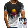 Fatos de treino masculinos Glow Skull Skull Tecido de algodão Camisetas masculinas Cool T Shirts High Street Tops de manga curta Tees Dia de Ação de Graças Gola redonda