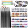 Nail Brushes 34Pcs Professional Gel Acrylic Brush Art Dotting Pen Drawing DIY Tools Manicure Diamond Butterfly Sequins 230726