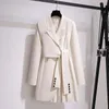 Women's Trench Coats Fashion Trench Coat Women Spring Autumn Windbreaker Coat Female Black White Belt Blazer Vintage 230725