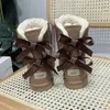 Winter Bont Sneeuwlaars Vrouwen Luxe Meisje Klassiek Enkel Korte uggitys laars 2 bailey Bows hoge schoenen Zwart Kastanje Roze Bowtie uggly Designer wgg australia ugglies