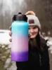 Tumblers Custom 18oz 32oz 40oz Large Capacity Vacuum Water Bottle With 2 Lids Stainless Steel Wide Mouth Hydroes Thermal Thermos Flask 230725