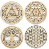 Matten Pads Set mit 10 Stück Heilige Geometrie Wandkunst Kristallgitter Meditation Chakra Holz Yoga Dekor Spirituelle Geschenke 230725