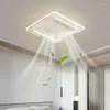 天井照明モダンな目に見えない刃のないファンランプリモコン付きLEDライト屋内照明ベッドルームリビングルーム