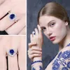 Blue Sapphire Engagement 925 Sterling Silver Ring Wedding jewelry desinger rings217M