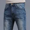Mäns Skinny Grey Jeans Fashion Casual Elastic Cotton Slim Korea Blue Biker Pencil Denim Trousers Male Hip Hop Brand Clothing 230316 L230726