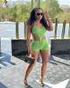 Women's Tracksuits Zoctuo Vacation Two Piece Set Knit Halter Crop Top And Shorts Sexy Backless Lace Up Outfits Summer Beach Wear Party Club