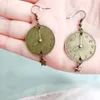 Dangle Earrings Fashion Women Antique Bronzeメッキステンレススチールグラスの時計星かわいいスタッドトレンディイヤーフックジュエリーアクセサリー