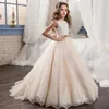 Robes de fille HYGLJL filles Tulle rétro jupe gonflée fleur dentelle robe de soirée mariage la première Communion princesse