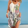 Casual Dresses Summer Women's Dress 3D High Definition Printed Fragmented Flower Pattern Sling Temperament Small Fresh
