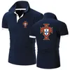 トレッチフットボール選手ポルトガル2023男子新しい印刷ポロシャツ夏のストリッチコットンショートパンツスリーブ通気性のあるTシャツトップ