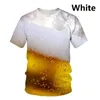 Camisetas masculinas Summer Cool Fashion 3D Beer Printing T-shirt Personality Graphic Tee Casual Manga Curta Tops Plus Size 2XS-6XL