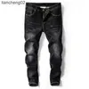 Hommes noir maigre printemps automne solide Slim Denim Cowboy pantalon hommes coton élastique Long Jeans taille 36 W0223 L230726