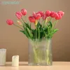 Dried Flowers Multiple Petals Parrot Tulip Bouquet 3 Flowers2 Bud Real Touch Silicone Home Decoration Artificial Flower Wedding INDIGO 230725