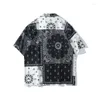 Męskie koszule Mężczyzny Kobiety Summer Bandanna Print koszulka Paisley krótkie rękaw duże Męskie Mężczyzna moda harajuku streetwear hiphop punk