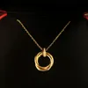 Goldene Halskette mit Trinity-Anhänger, berühmte Catier-Schmucksachen, Cjewler-Damen, klassische Modedesignerin, Luxusschmuck für Damen, Edelstahl-Hochzeitskette, Box