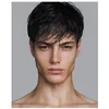 Short Men Straight Synthetic for Male Hair Fleeciness Realistic Natural Black Simulate Human Scalp Toupee Wigs245F