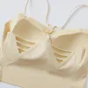 Kvinntankar Kvinnor Crop Tops Sexig ihålig Camisole Ice Silk Tube Top Female Seamless Tank Wireless Underwear Padded Bra Bralette Vest