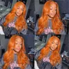 Synthetic Wigs Ginger Orange Lace Wigs for Black Women Loose Wave Synthetic Blonde Body t Part Pre Plucked with Baby Hair 230227