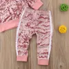 Set di abbigliamento Set di abbigliamento 0 5Y Bambini Ragazze Autunno Inverno Abbigliamento Set Baby Velluto Manica lunga Pullover Felpe Top Pant Bambini Abbigliamento casual Z230726