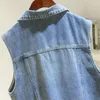 Women's Vests Vintage Light Blue Denim Vest Women Loose Short Cowboy Waistcoat Spring Summer Korean Big Pocket Sleeveless Jeans Jacket