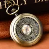 Pocket Watches Vintage Carving Quartz Watch For Men Antique Hollow Flower Case Fob Chain Clock Man Wholesale Dropship Analog Display