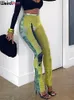 Pantalon pour femme Capris Weird Puss Mesh Tie Dye Pantalon droit Femme Sexy Tendance d'été Voir à travers mince Maigre Streetwear Sauvage Élastique Activité Bas 230726