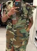 Frauen Jacken DEAT Mode Frauen Jacke Drehen unten Kragen Schmetterling Hülse Einreiher Camouflage Print Kurzen Mantel Frühling 2023 17A7035 230725