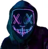 LED GLOW Black V-Shaped Mask Cold Light Halloween Mask Ghost Step Dance Glow Fun Valårets festival roll Spela klädtillförsel Party Mask