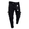 Mens Designer Jeans Mode Noir Jean Hommes Denim Skinny Biker Jeans Détruit Effiloché Slim Fit Poche Cargo Crayon Pantalon Plus La Taille 174t