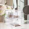 Aufbewahrungsboxen 2 Teile Acrylbehälter Home Organisation Tabletop Clear Box für Lippenstifte Kosmetik Haarbürsten Schmuck Schmuck